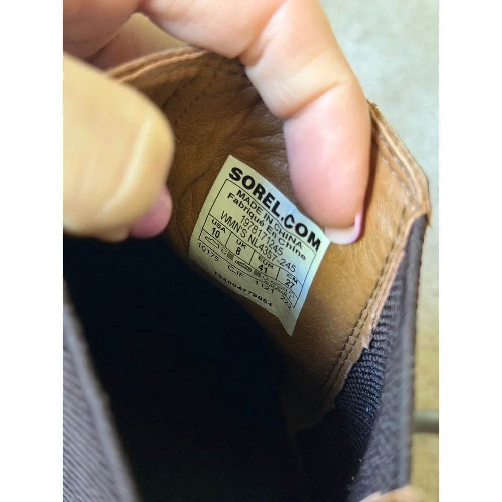 Sorel Bootie Boots Joan Of Arctic Wedge III Chelsea Wedge Leather Brown Size 10